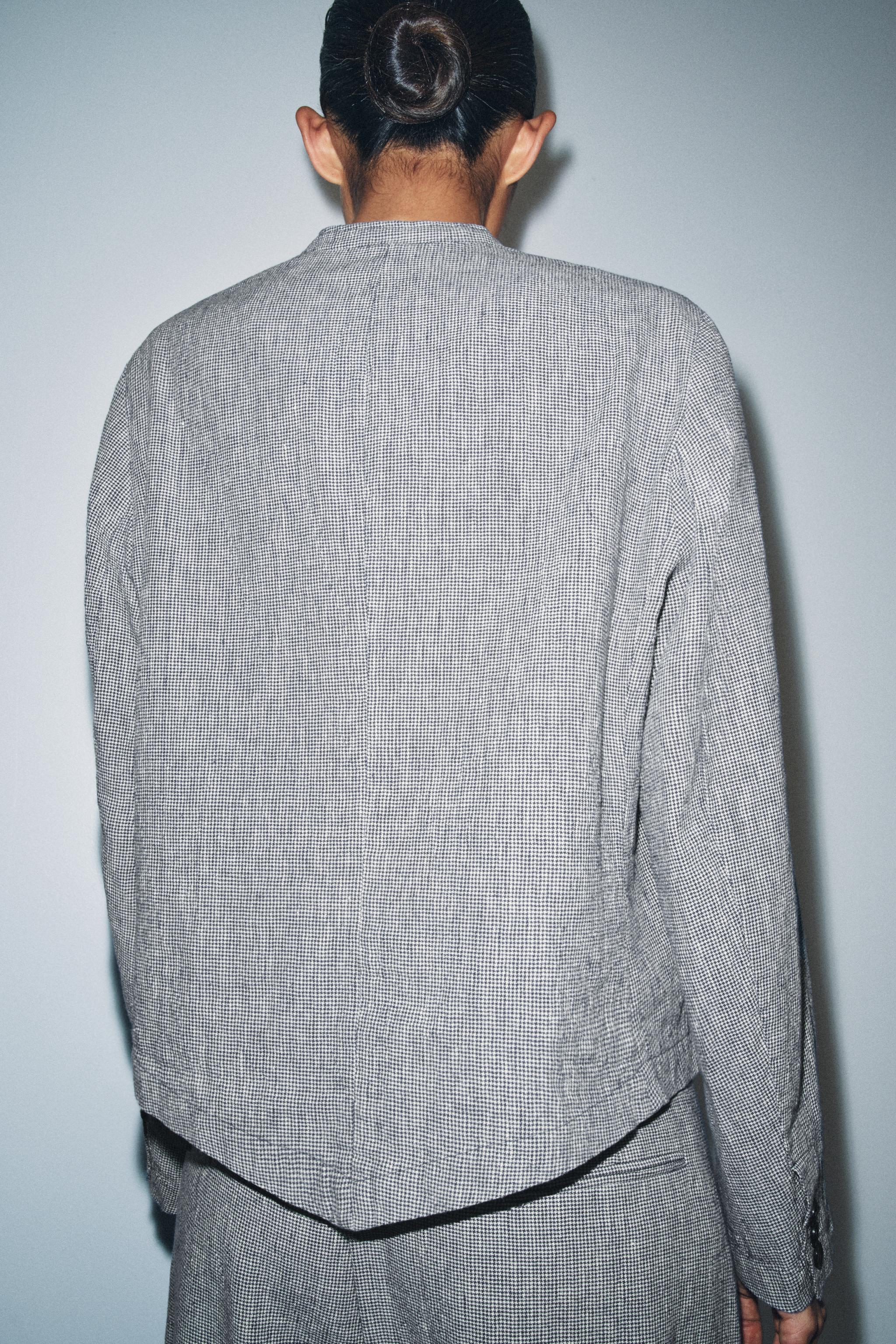 HOUNDSTOOTH LINEN BLEND BLAZER ZW COLLECTION